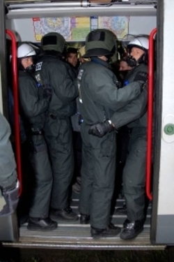 Police entering train